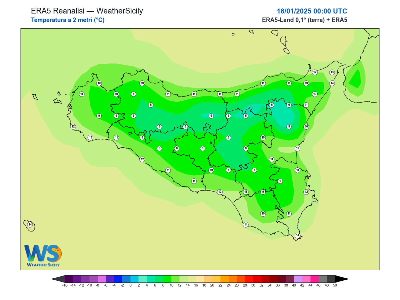 Temperatura a 2 metri · 2025011800