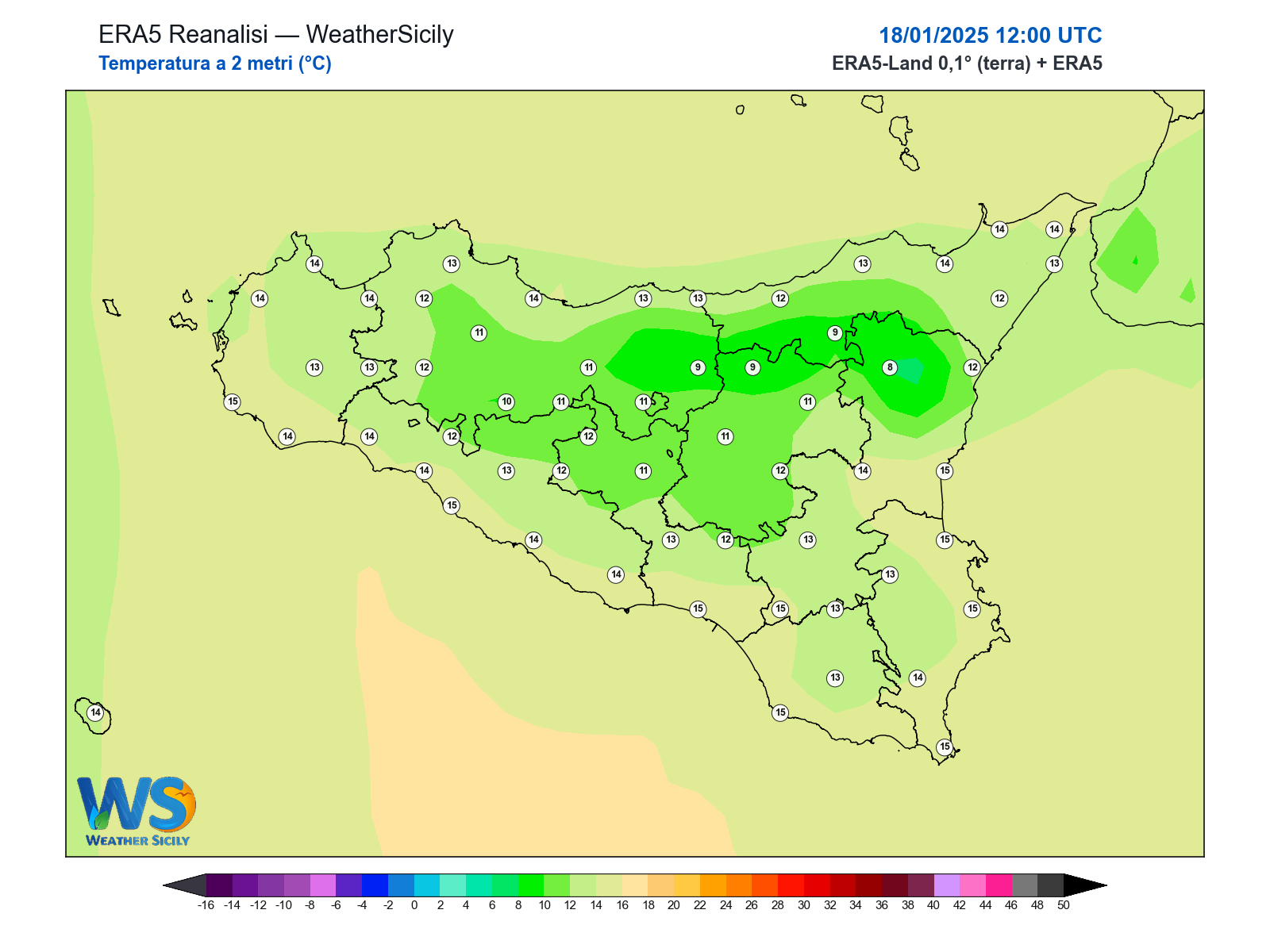 Temperatura a 2 metri · 2025011812
