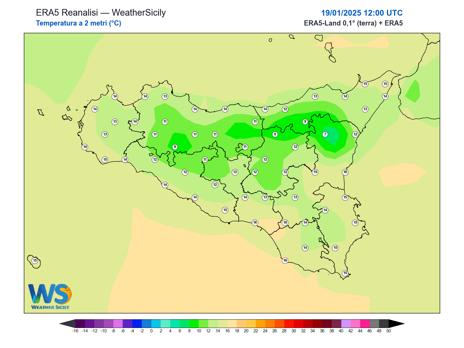Temperatura a 2 metri · 2025011912