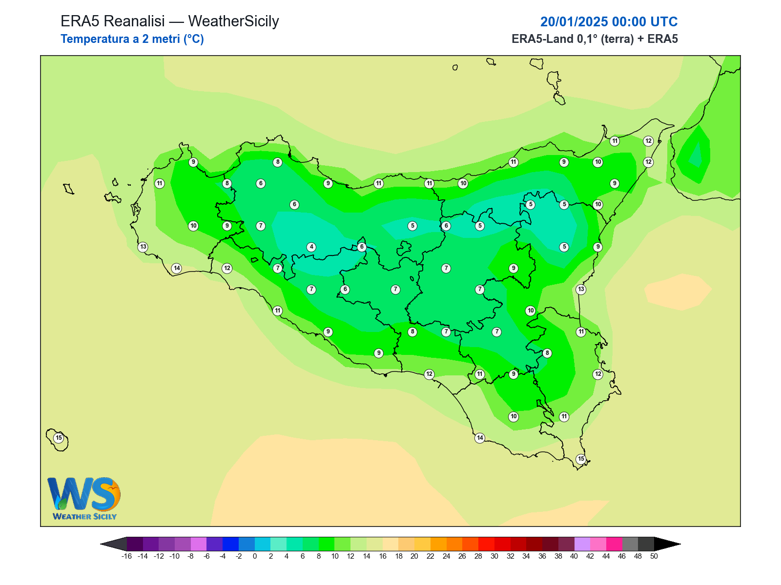 Temperatura a 2 metri · 2025012000