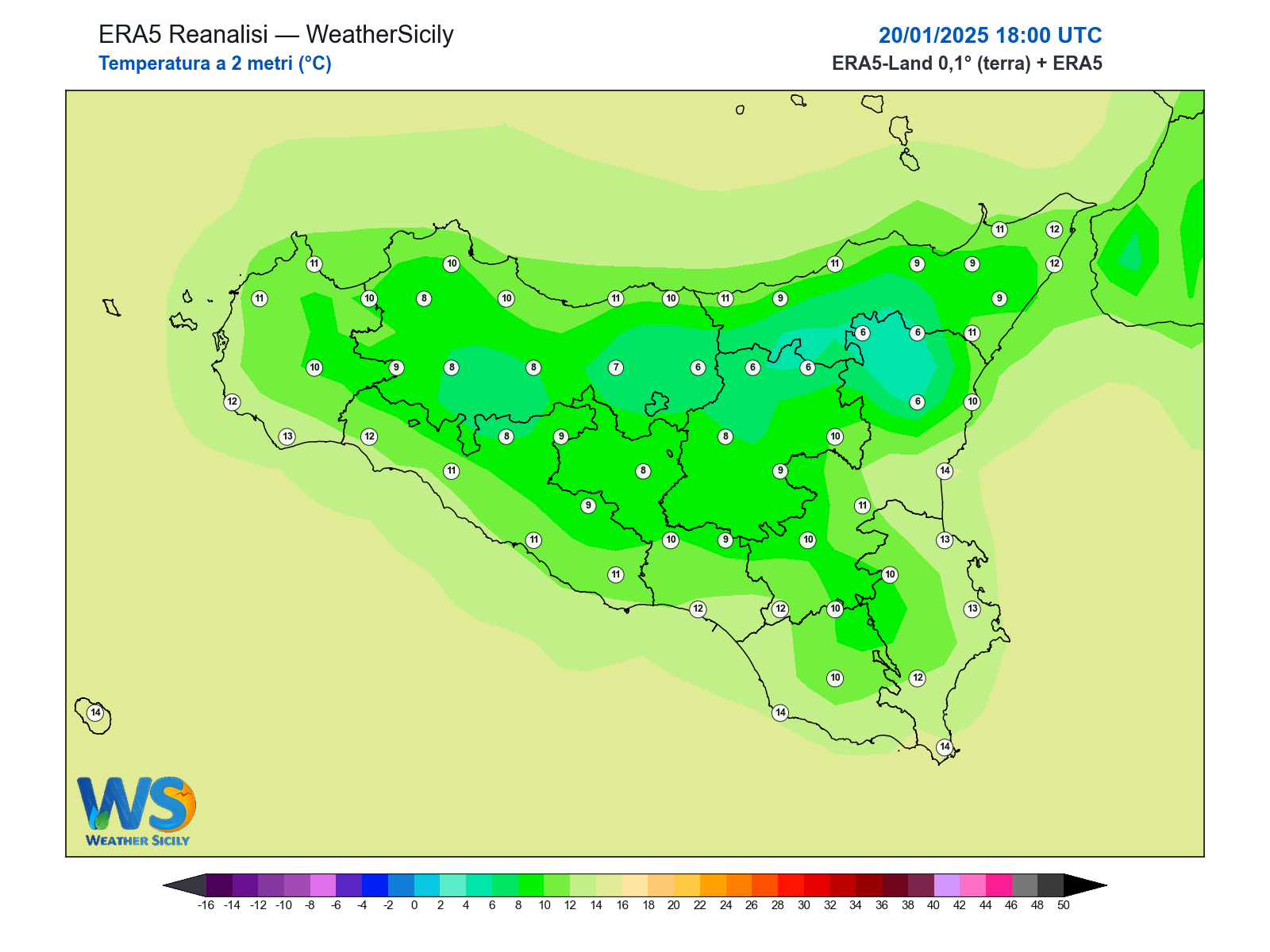 Temperatura a 2 metri · 2025012018