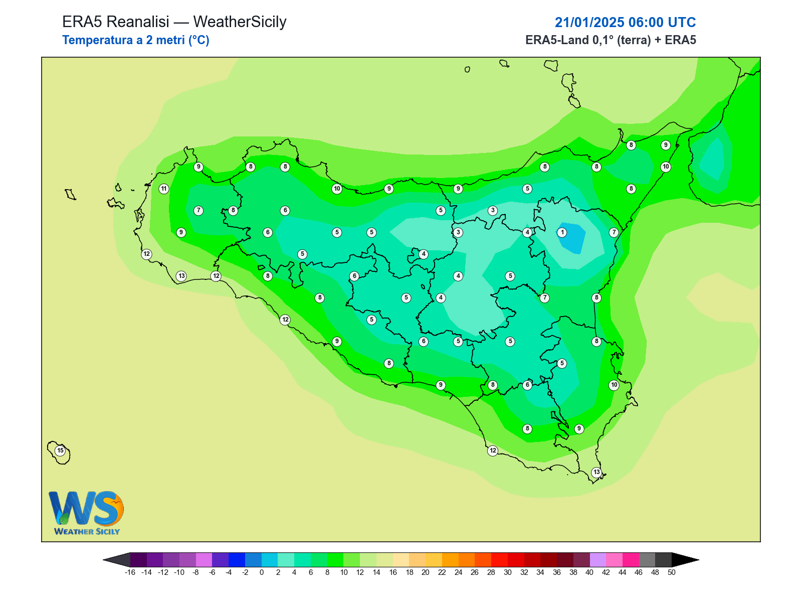 Temperatura a 2 metri · 2025012106
