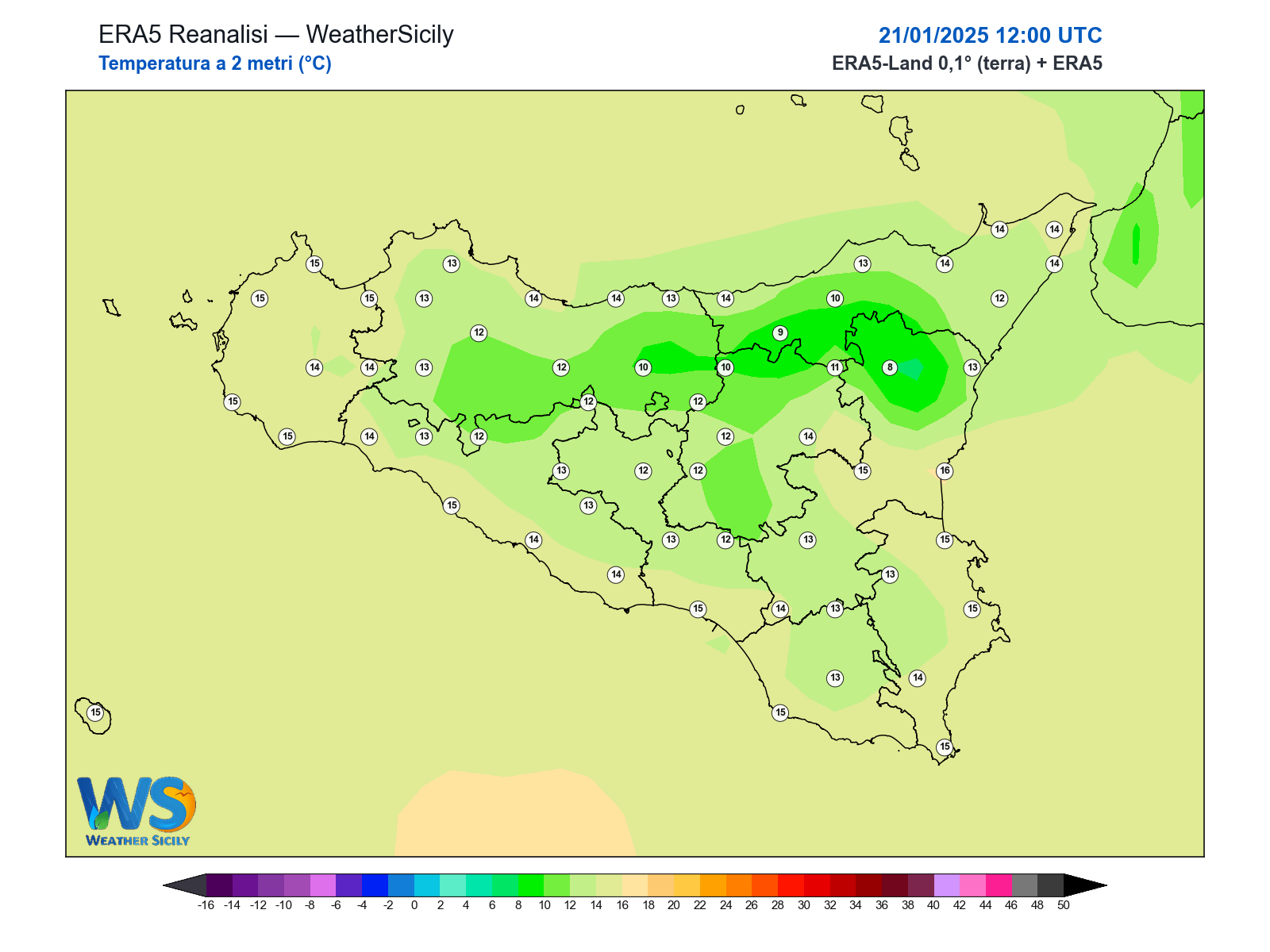 Temperatura a 2 metri · 2025012112