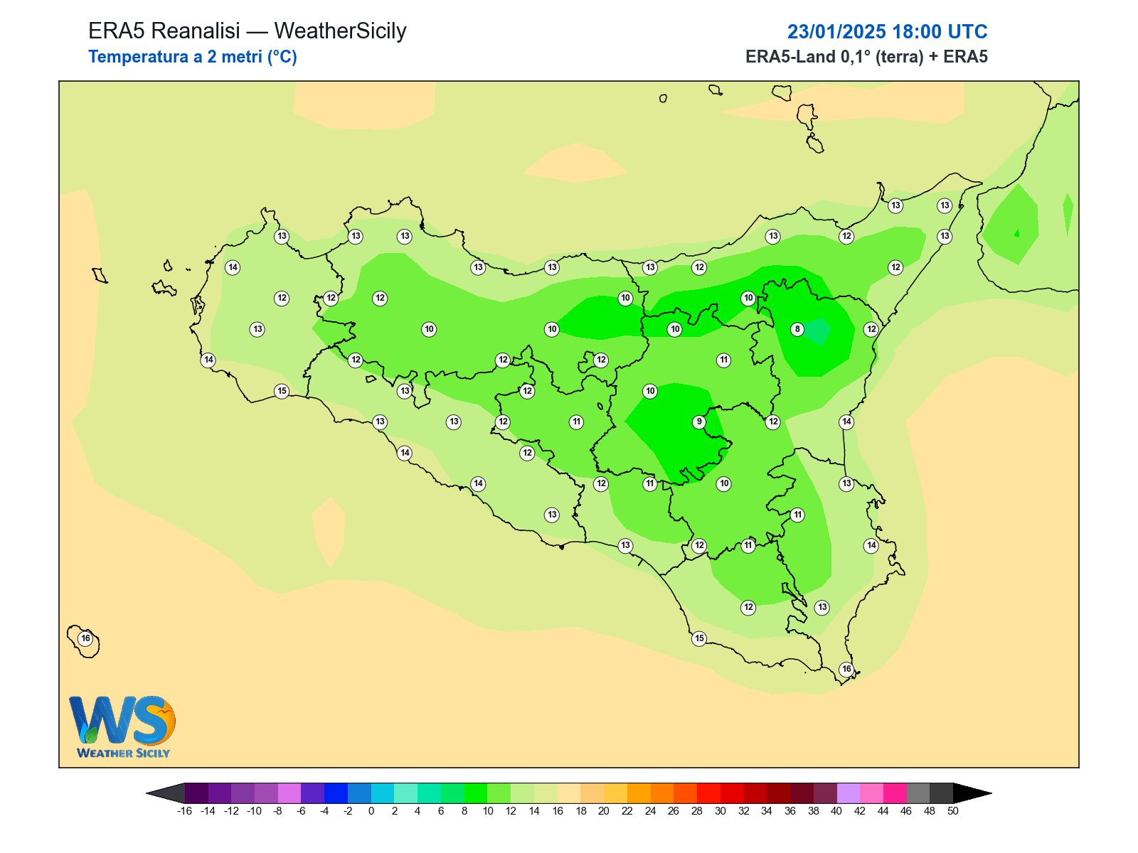 Temperatura a 2 metri · 2025012318