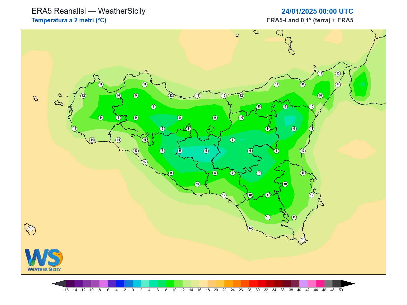 Temperatura a 2 metri · 2025012400