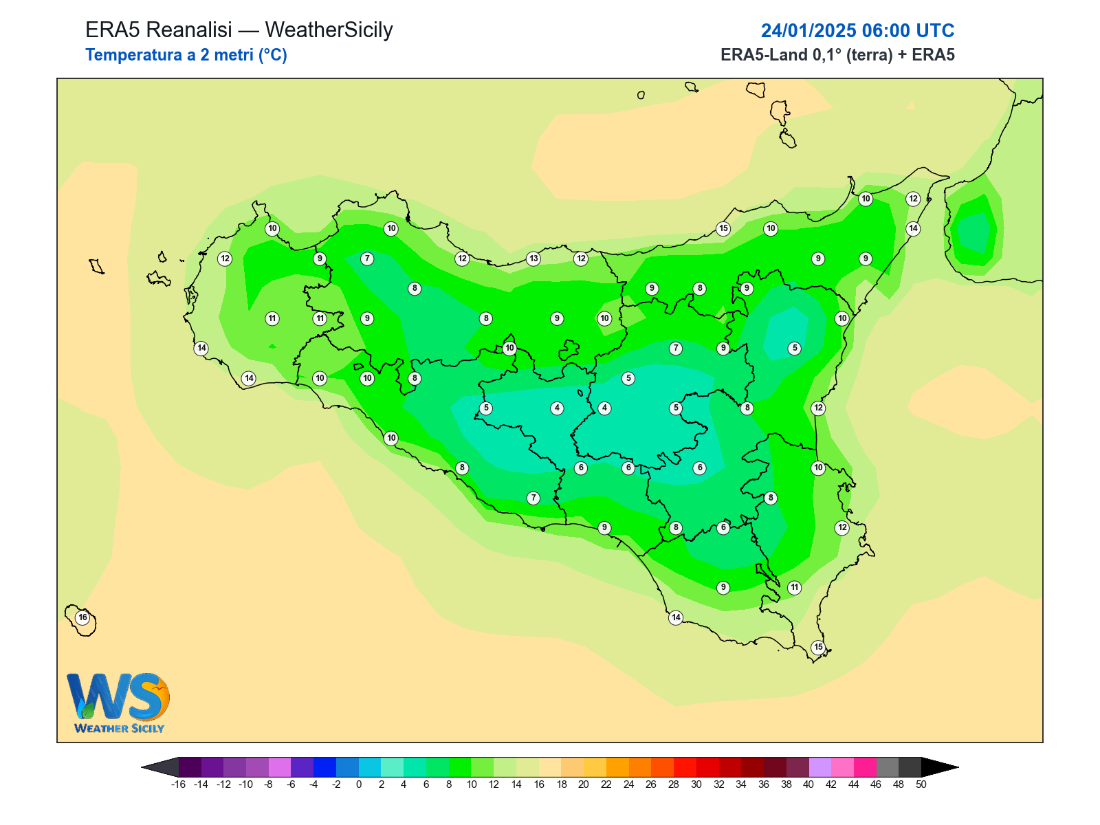 Temperatura a 2 metri · 2025012406