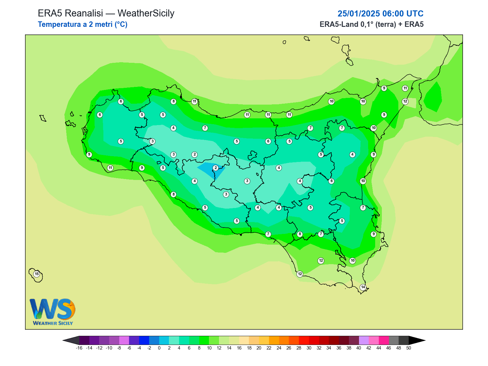 Temperatura a 2 metri · 2025012506