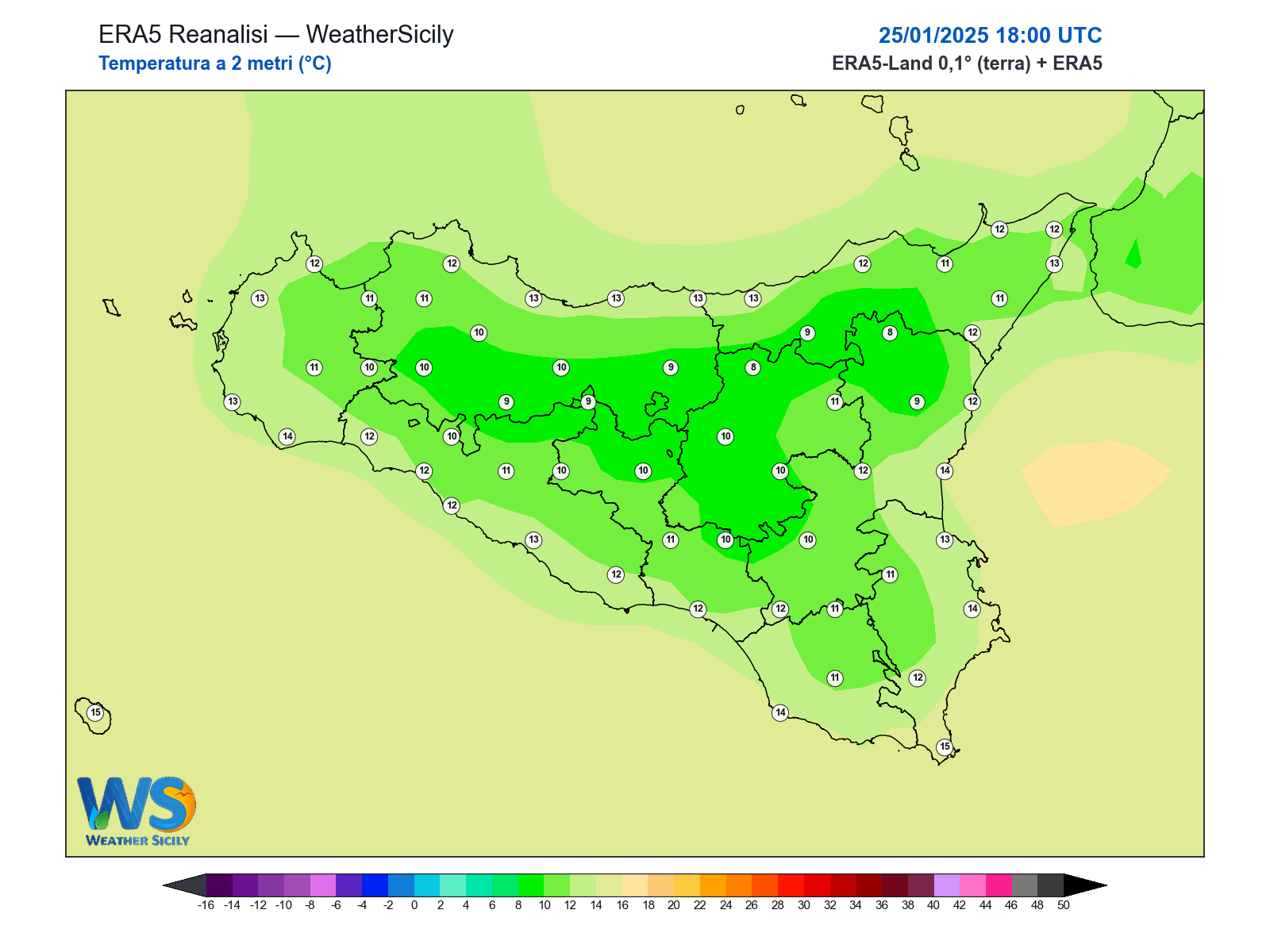 Temperatura a 2 metri · 2025012518