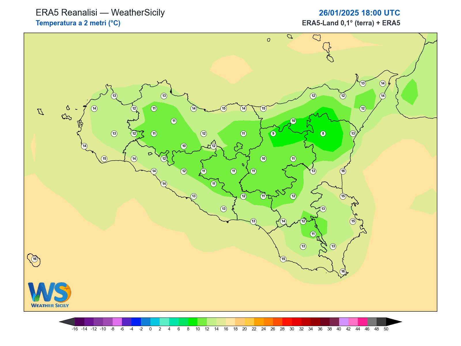 Temperatura a 2 metri · 2025012618