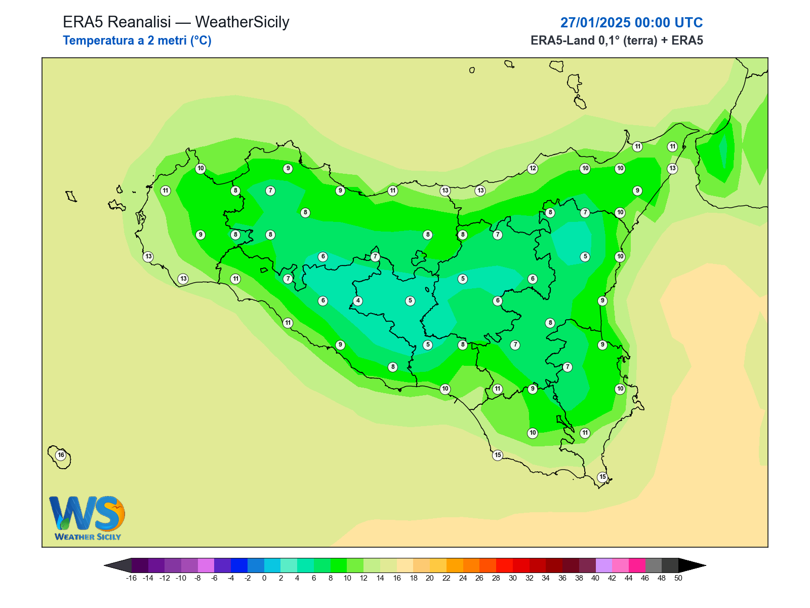 Temperatura a 2 metri · 2025012700