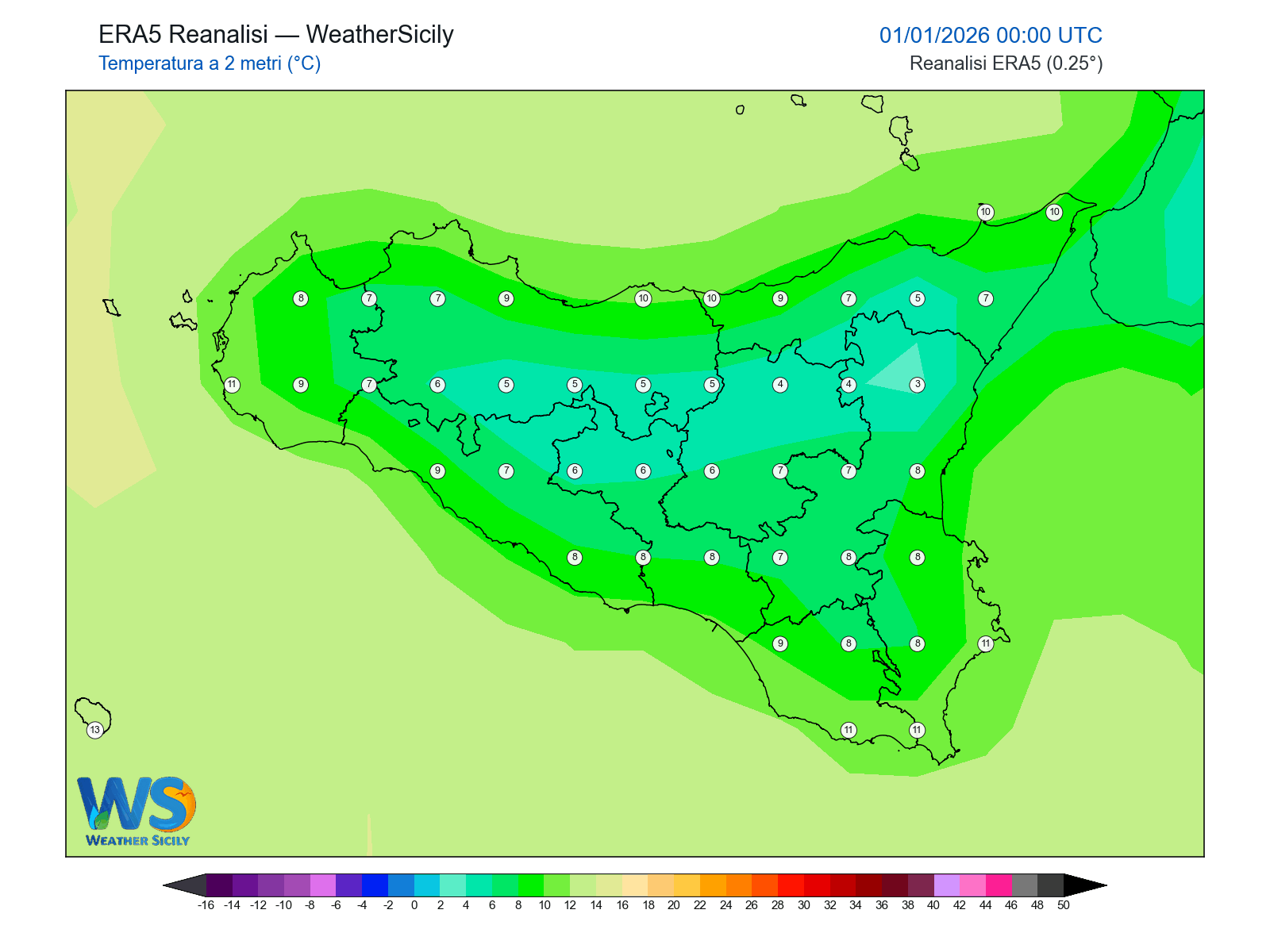 Temperatura a 2 metri · 2026010100