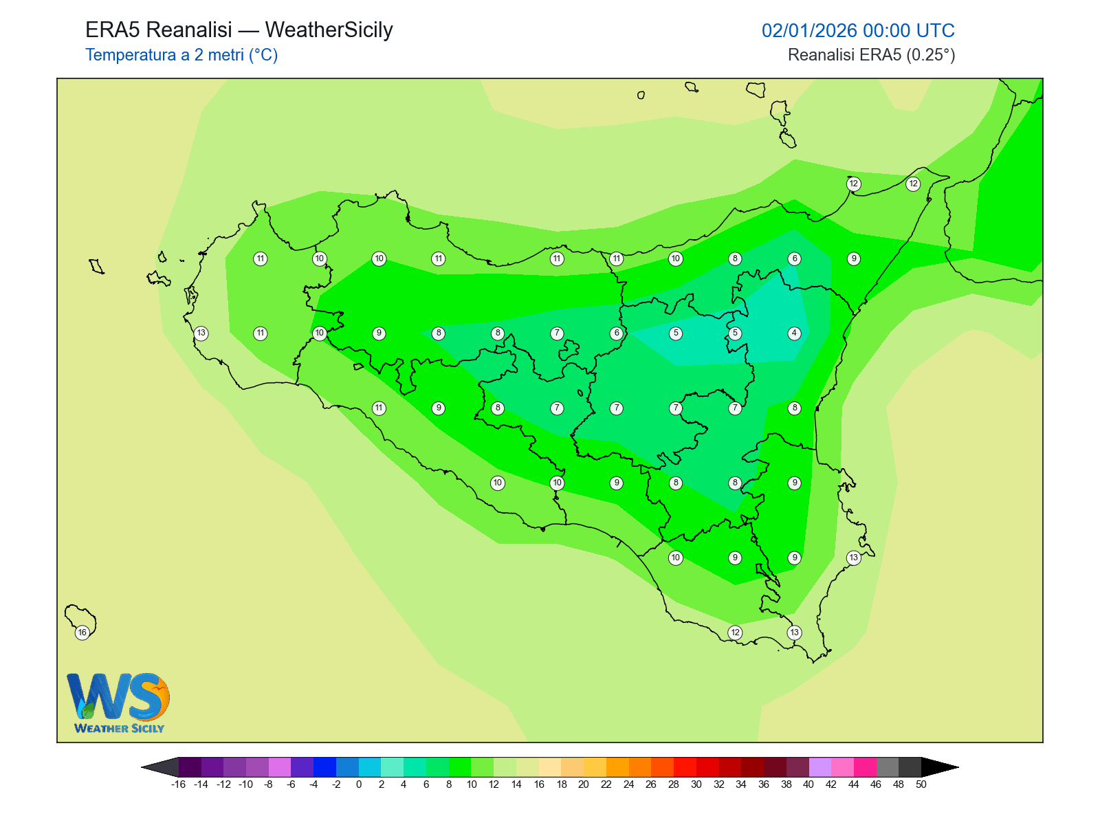 Temperatura a 2 metri · 2026010200
