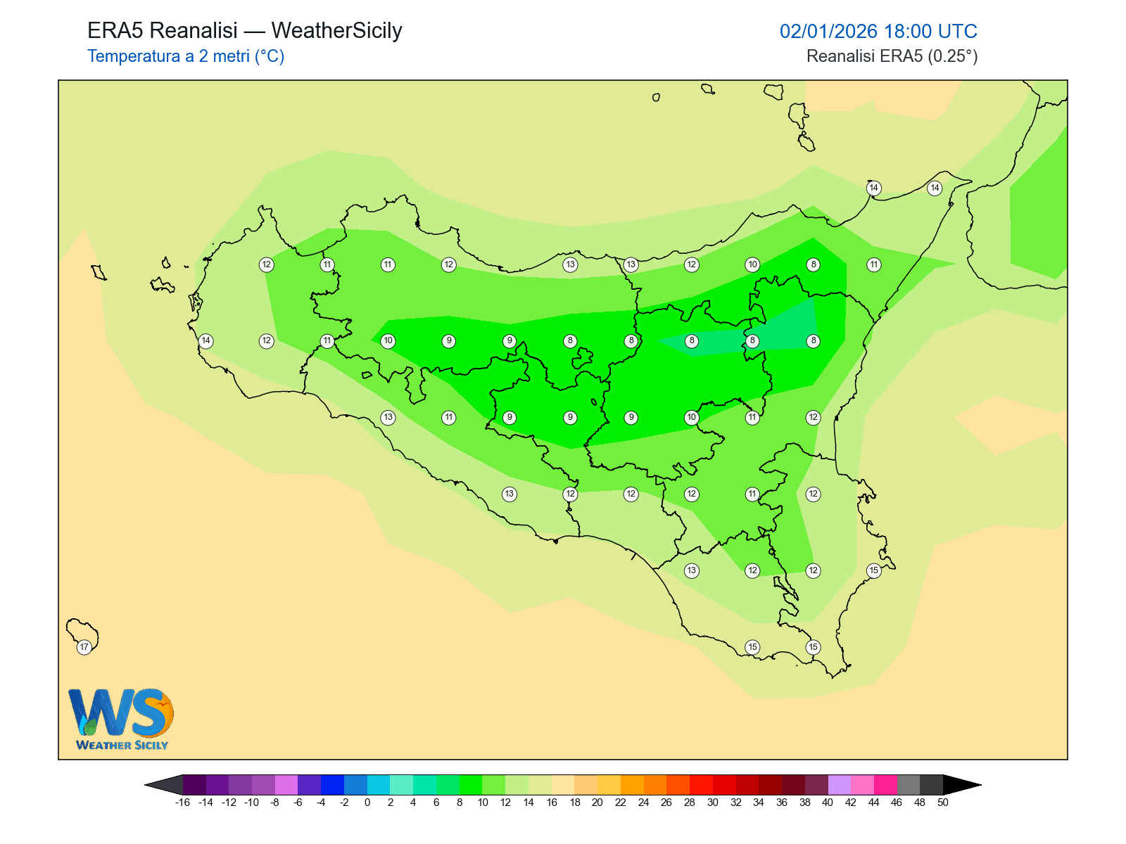 Temperatura a 2 metri · 2026010218