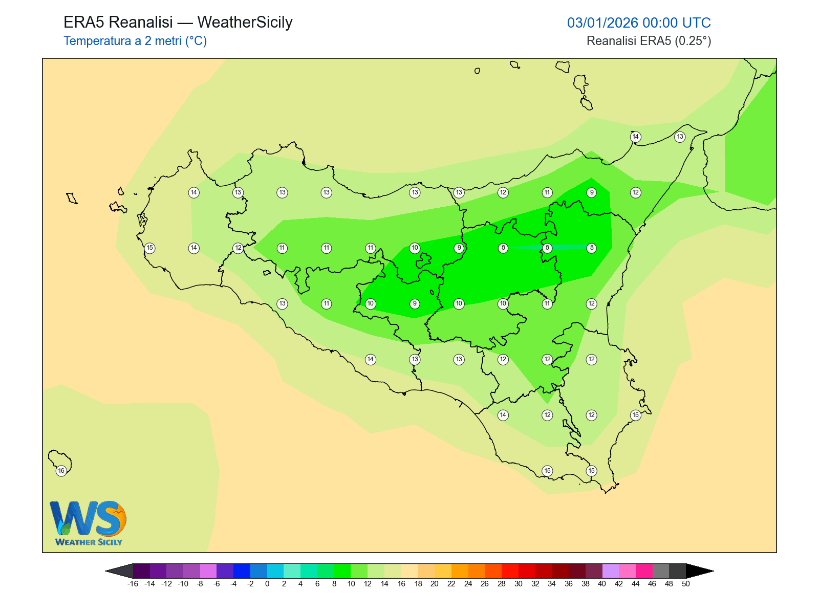 Temperatura a 2 metri · 2026010300