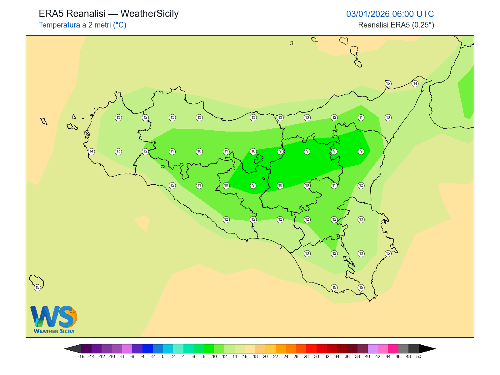 Temperatura a 2 metri · 2026010306