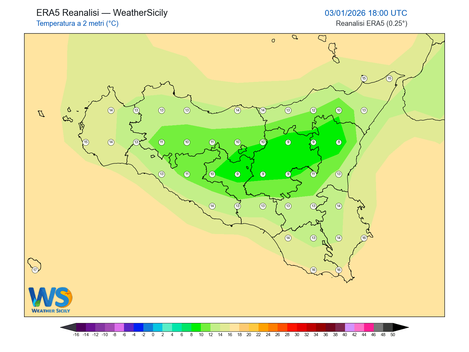 Temperatura a 2 metri · 2026010318