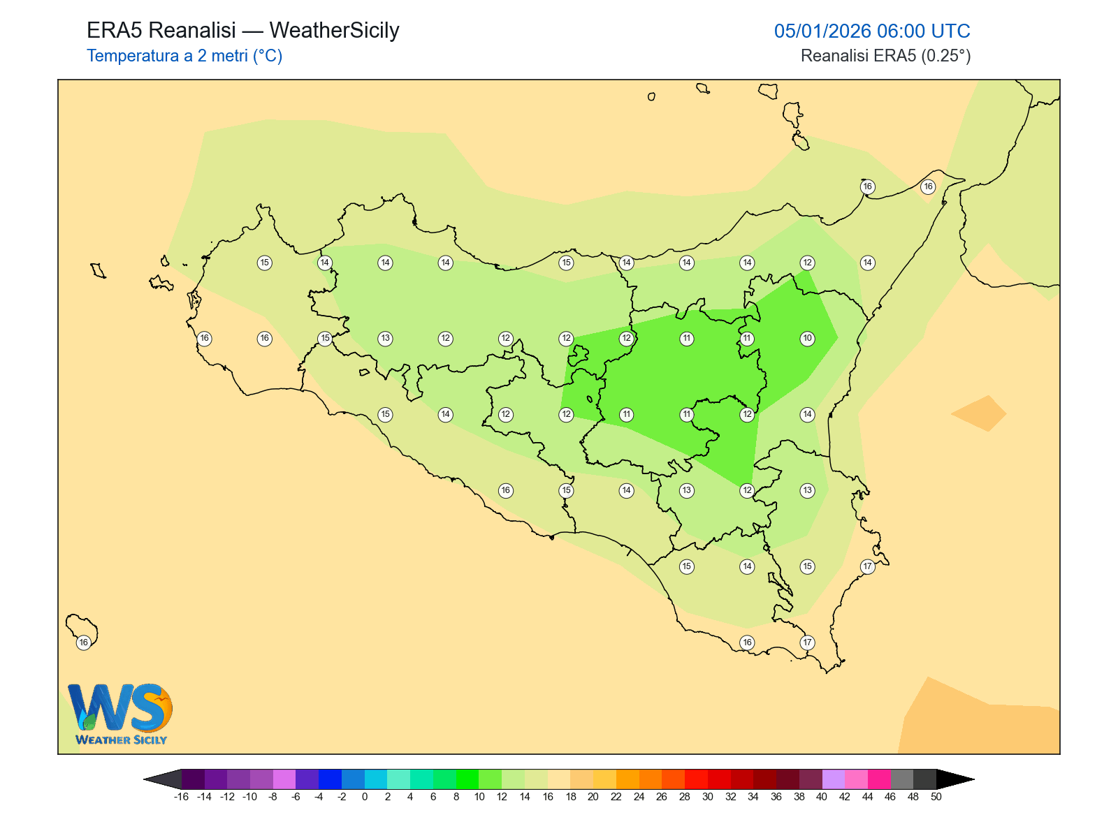 Temperatura a 2 metri · 2026010506