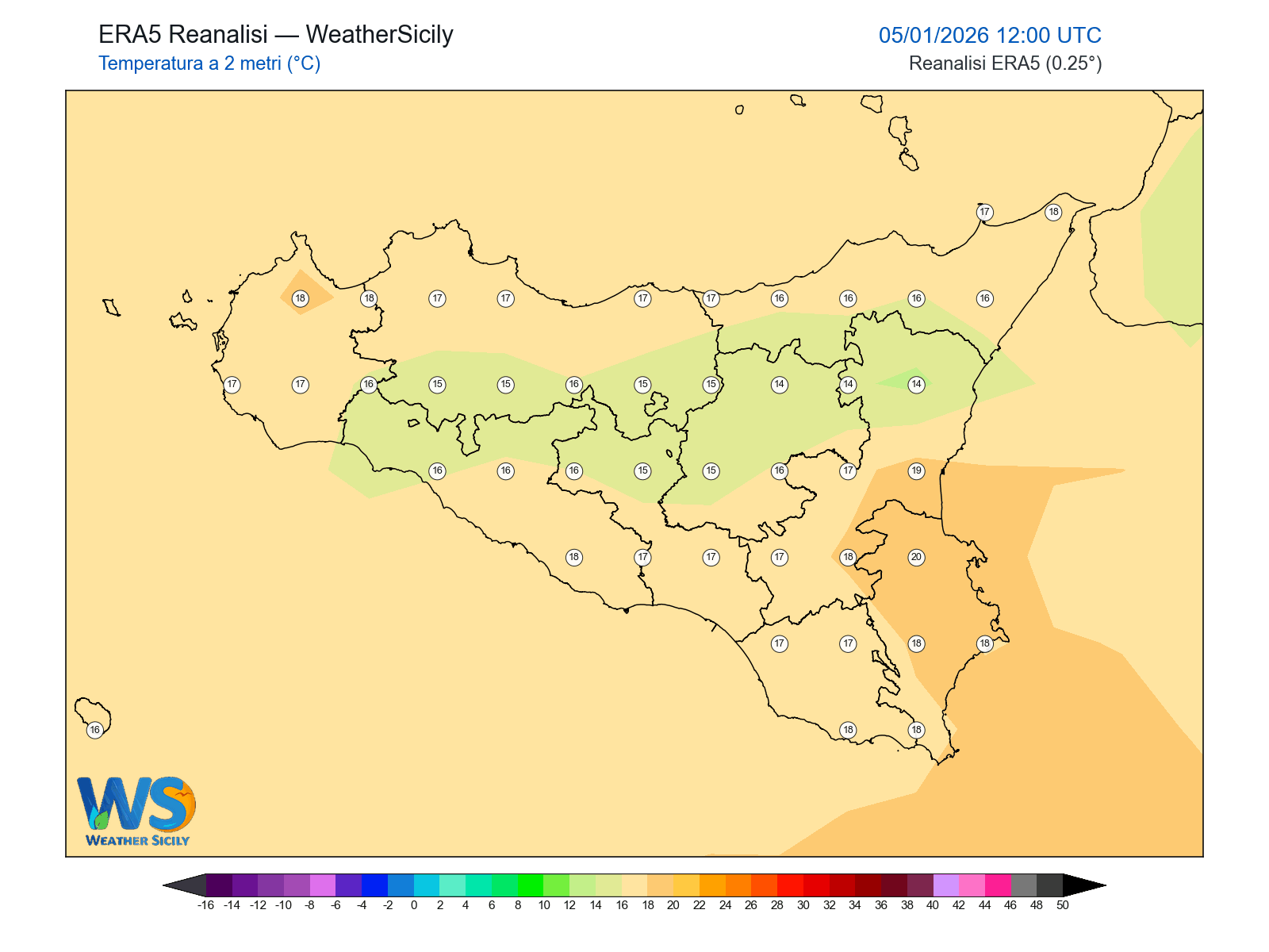 Temperatura a 2 metri · 2026010512