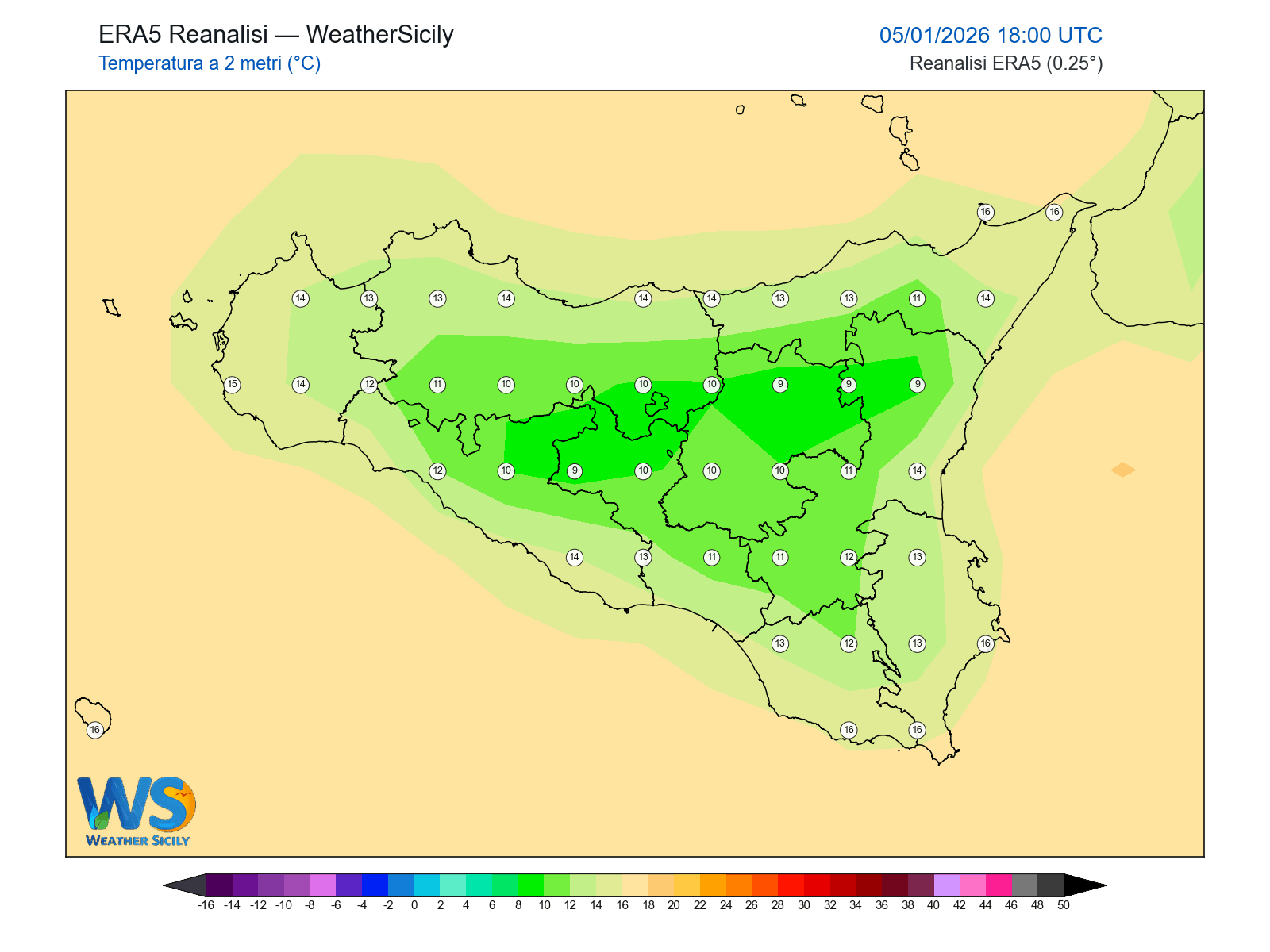 Temperatura a 2 metri · 2026010518