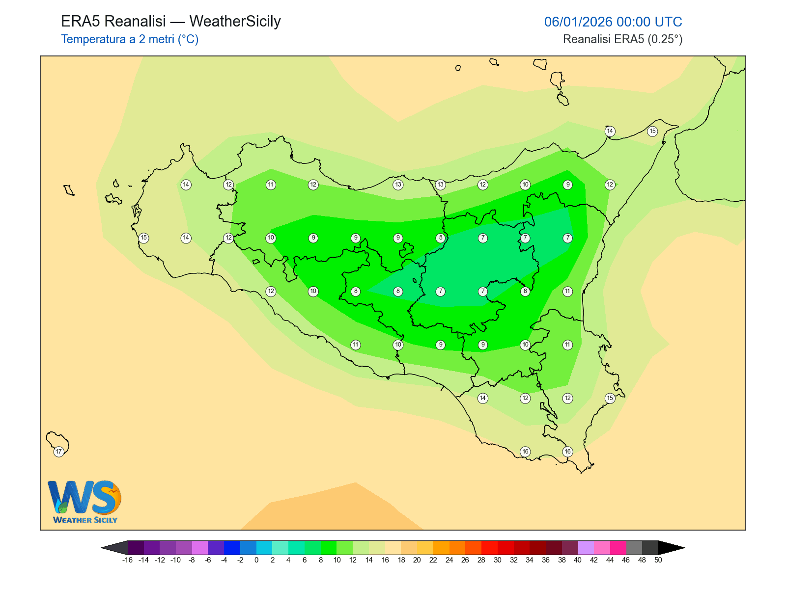 Temperatura a 2 metri · 2026010600