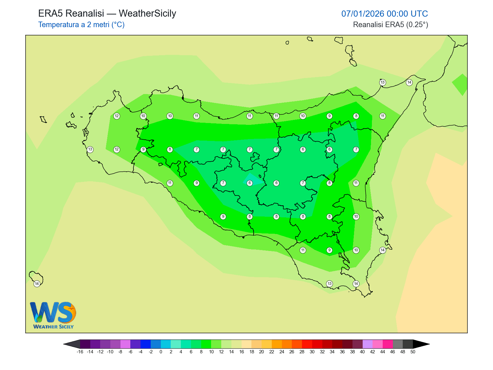 Temperatura a 2 metri · 2026010700