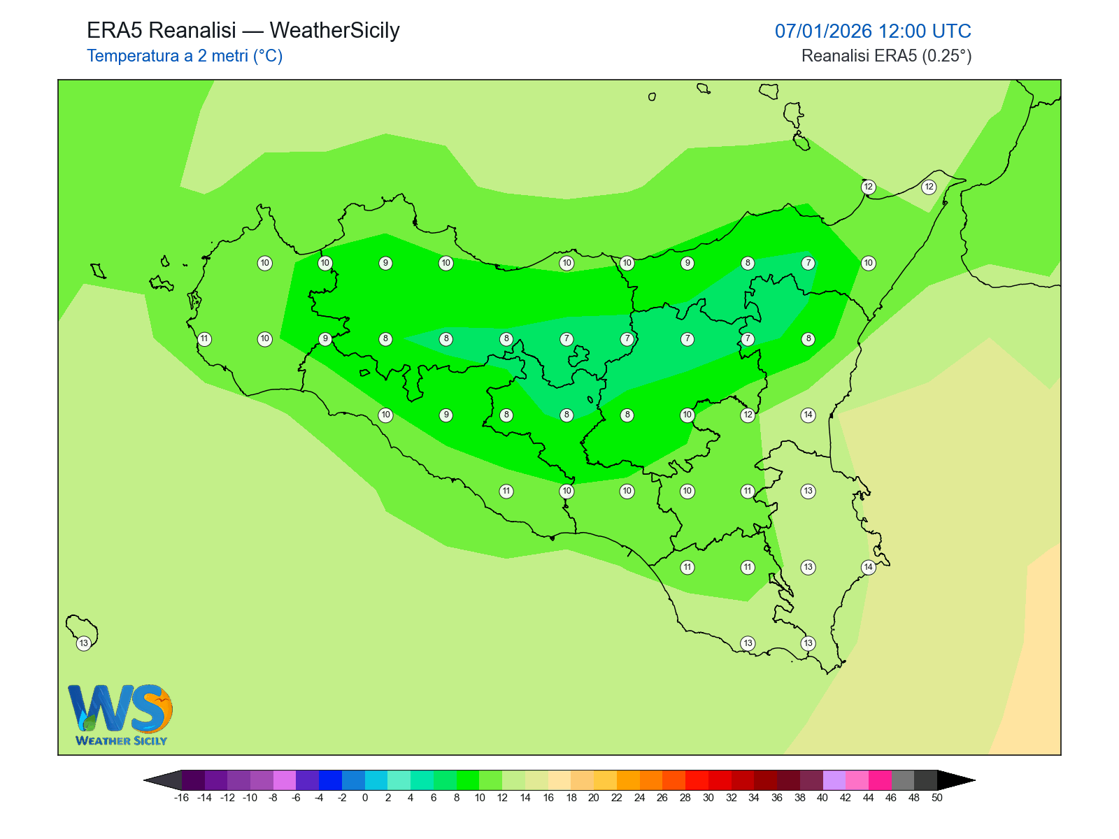 Temperatura a 2 metri · 2026010712
