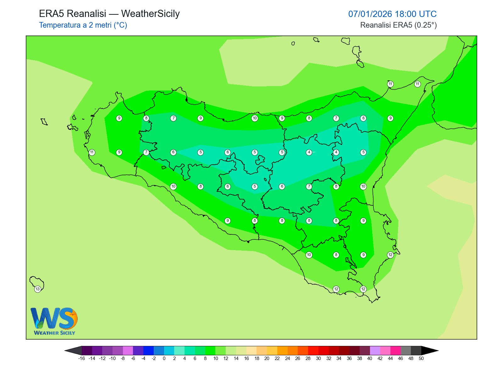 Temperatura a 2 metri · 2026010718