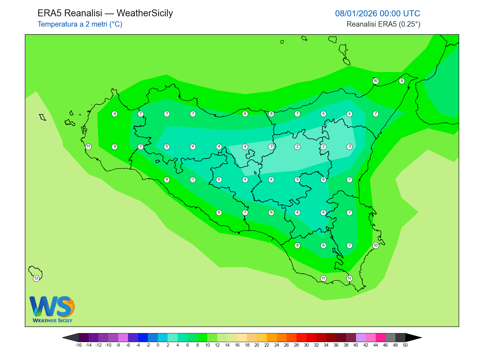 Temperatura a 2 metri · 2026010800