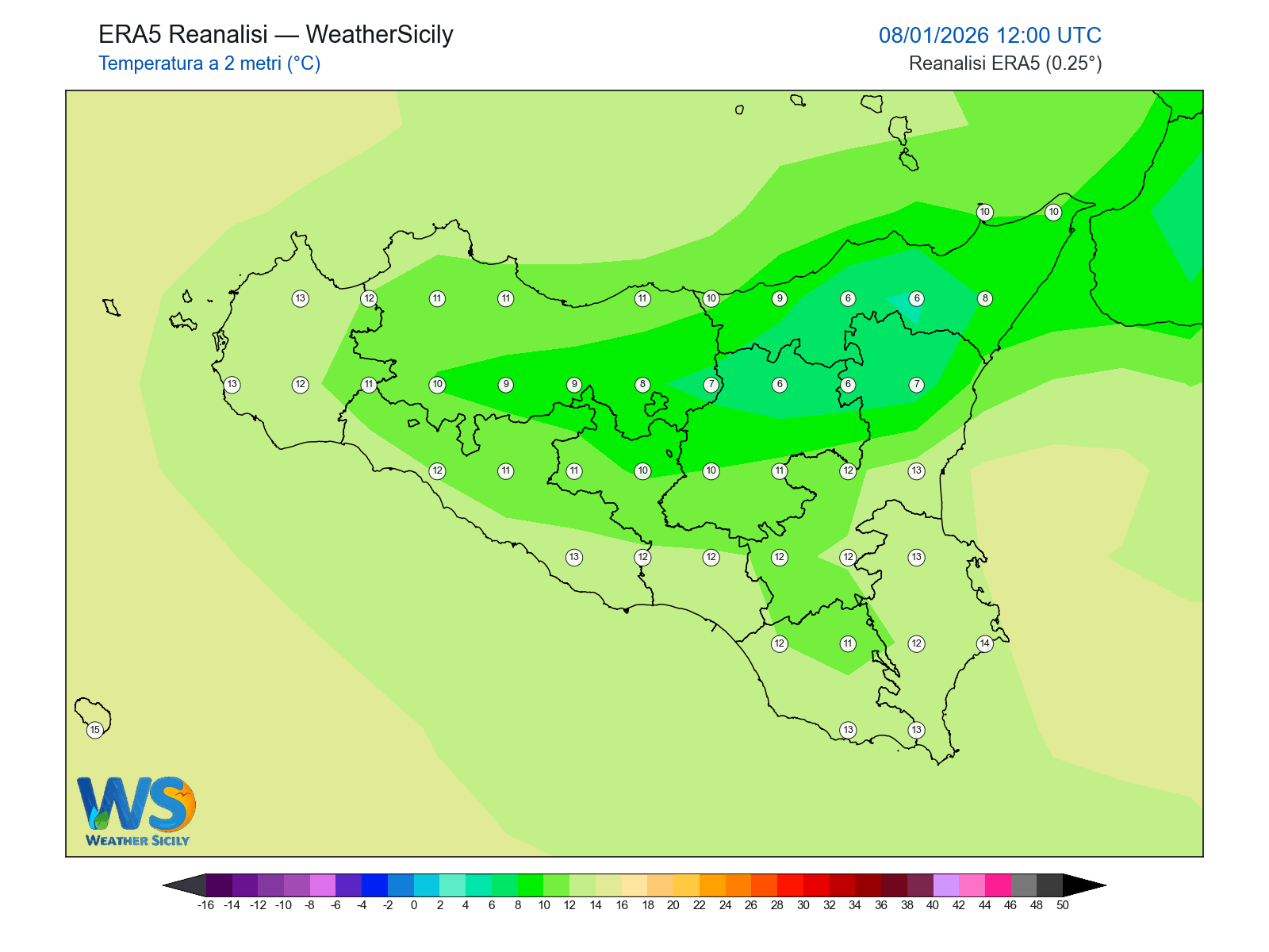 Temperatura a 2 metri · 2026010812