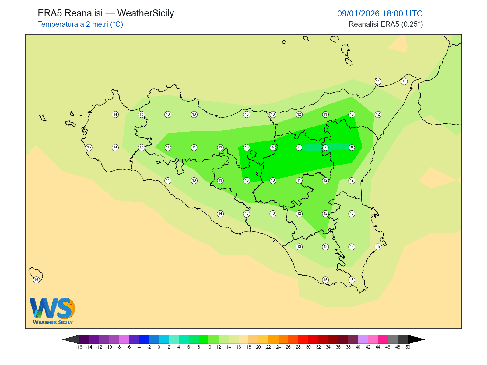 Temperatura a 2 metri · 2026010918