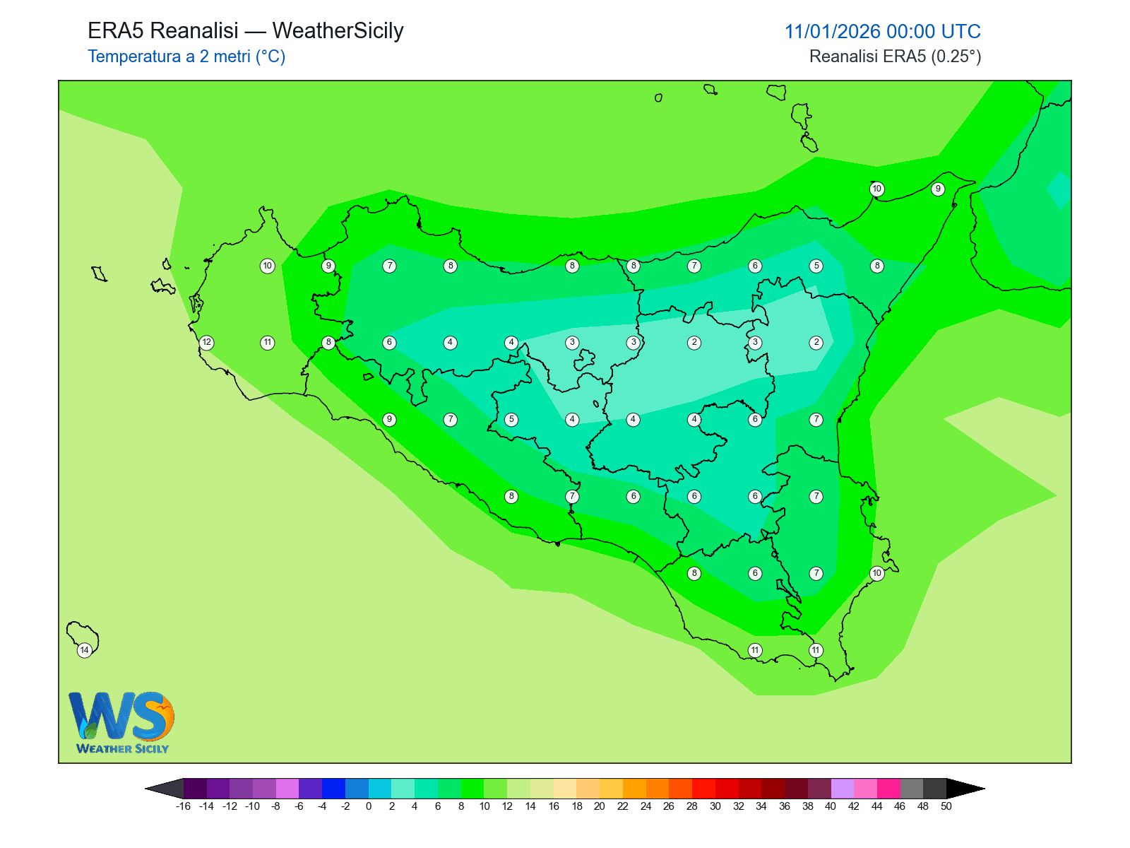 Temperatura a 2 metri · 2026011100