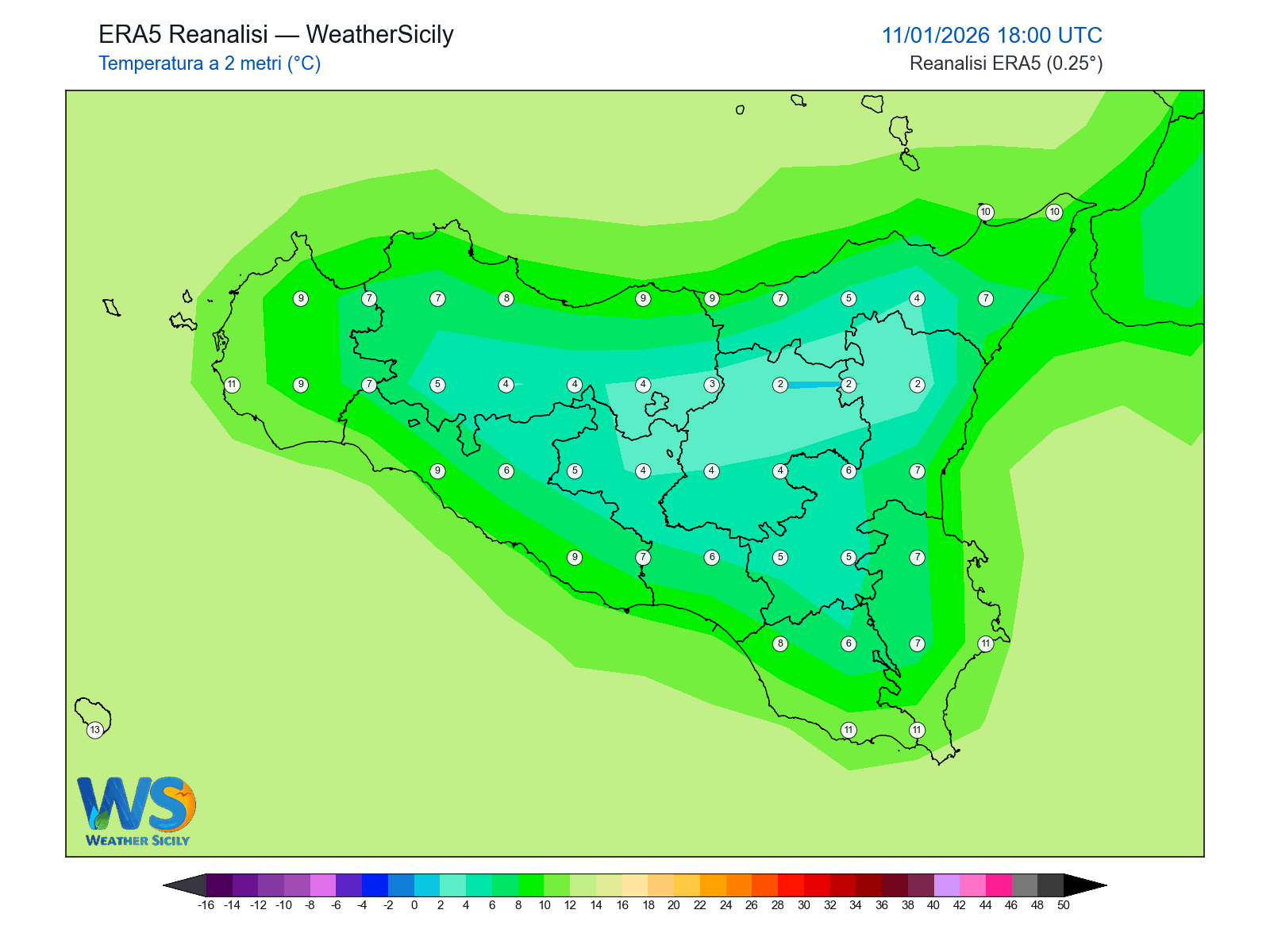 Temperatura a 2 metri · 2026011118