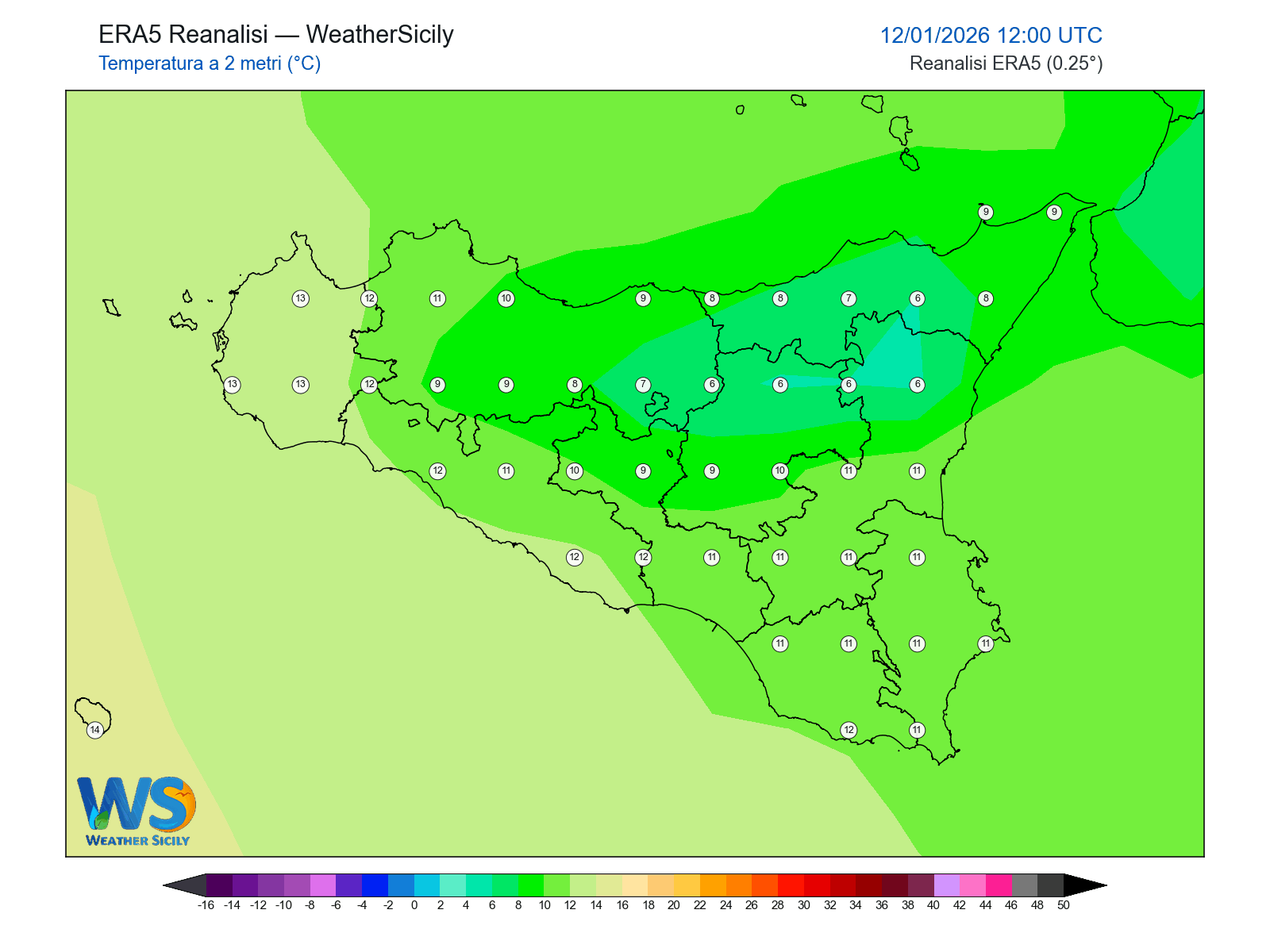 Temperatura a 2 metri · 2026011212