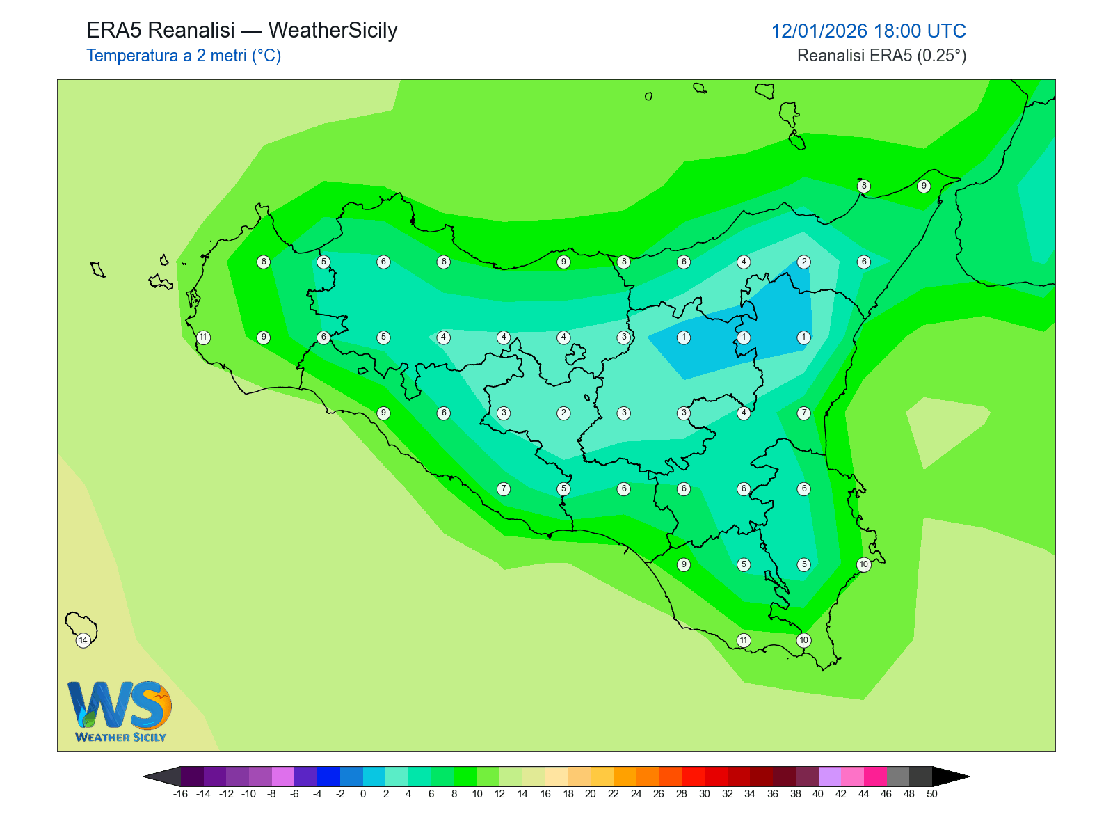 Temperatura a 2 metri · 2026011218
