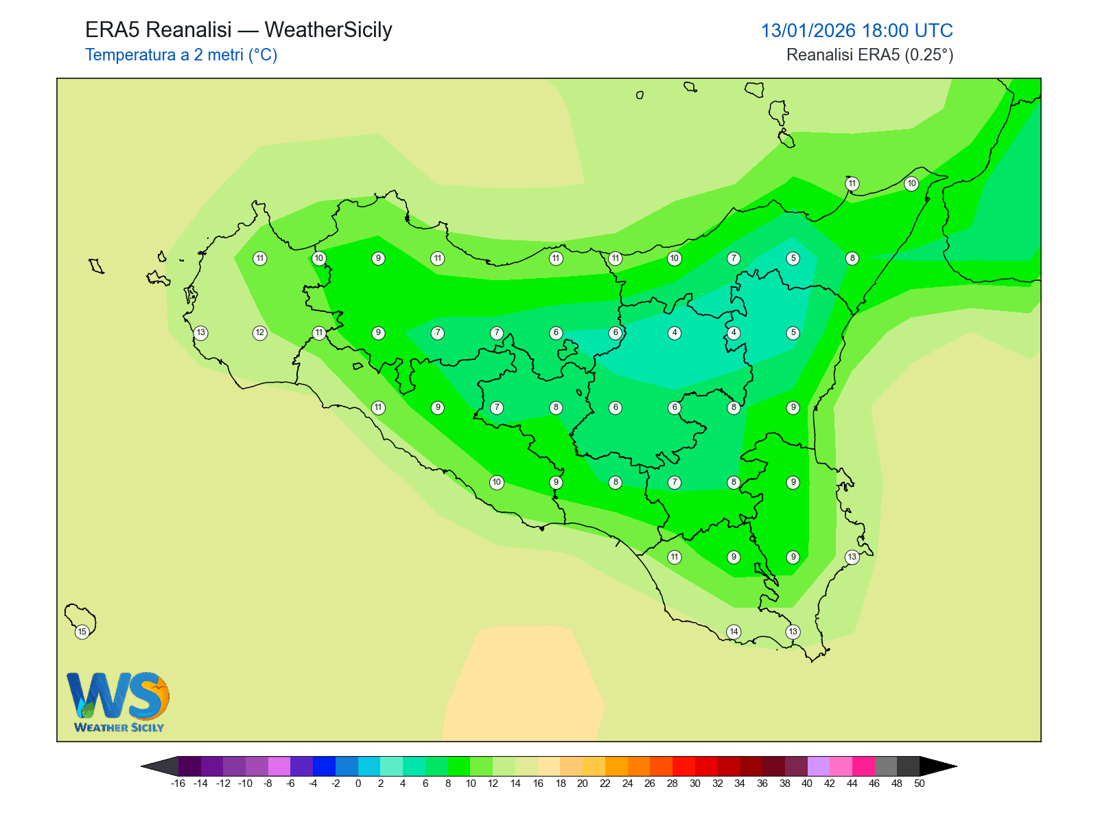 Temperatura a 2 metri · 2026011318