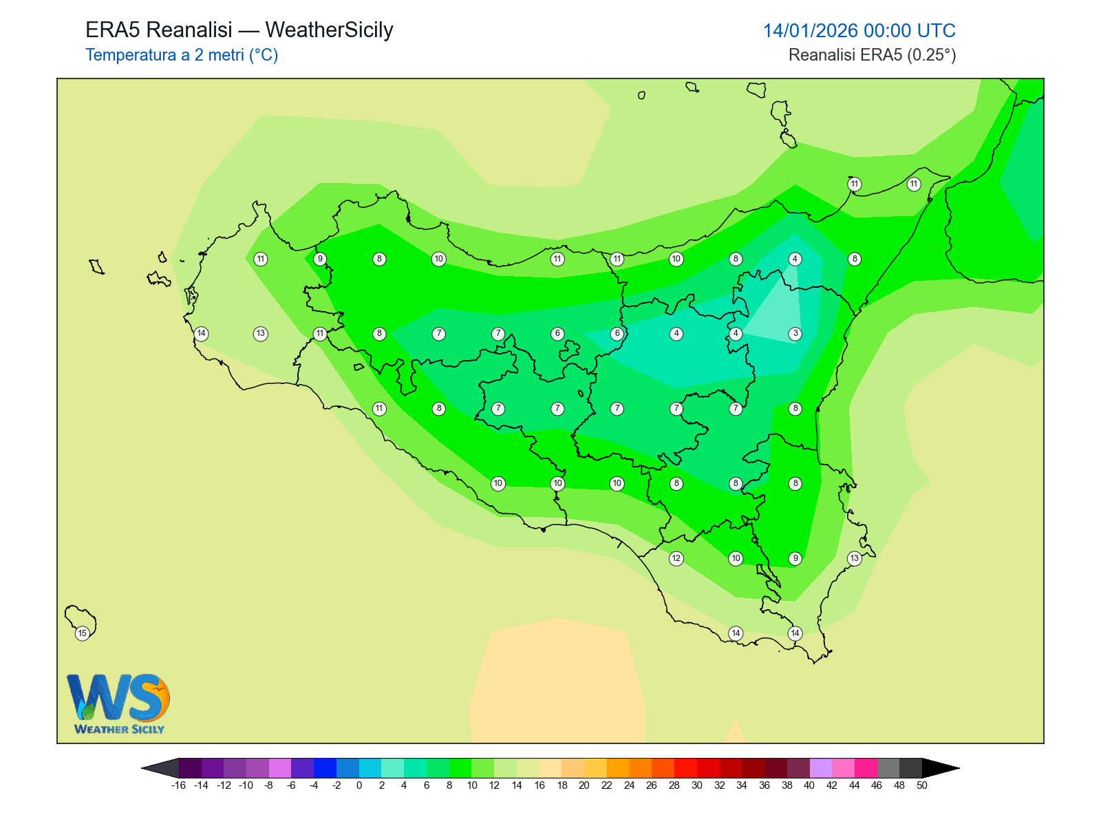 Temperatura a 2 metri · 2026011400