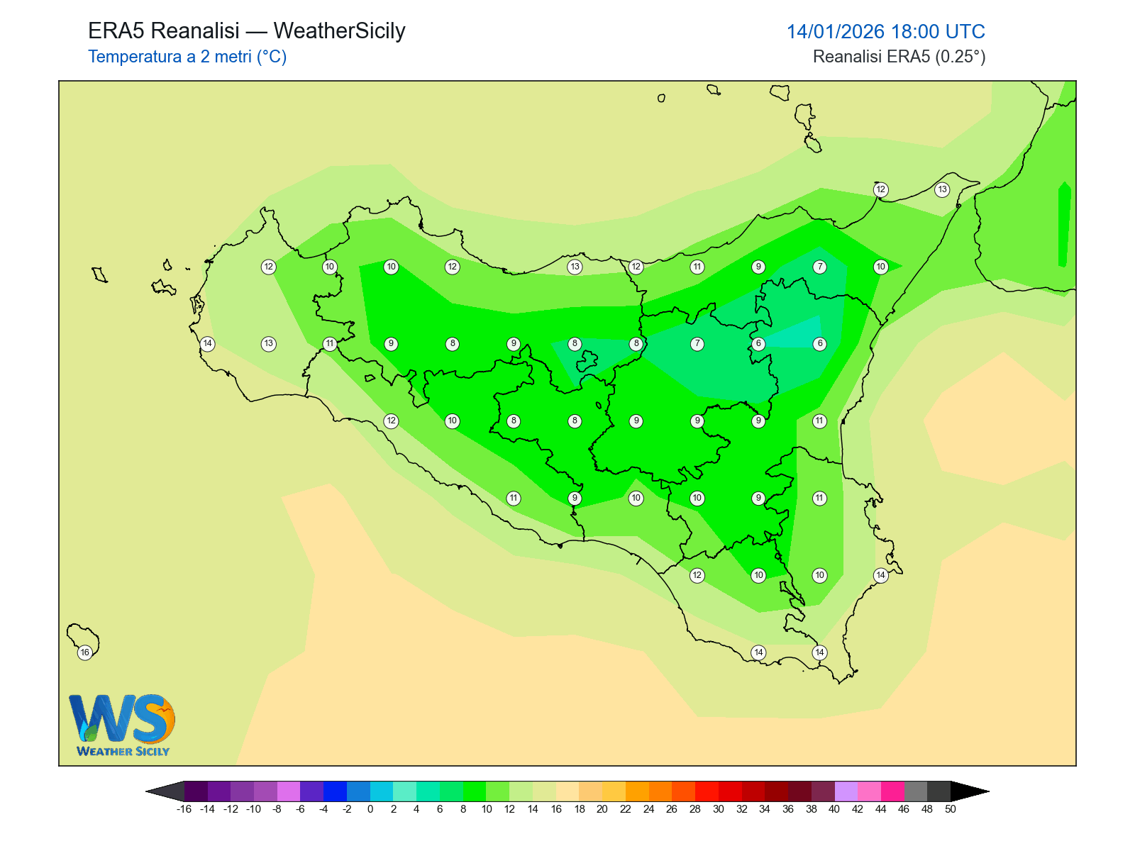 Temperatura a 2 metri · 2026011418