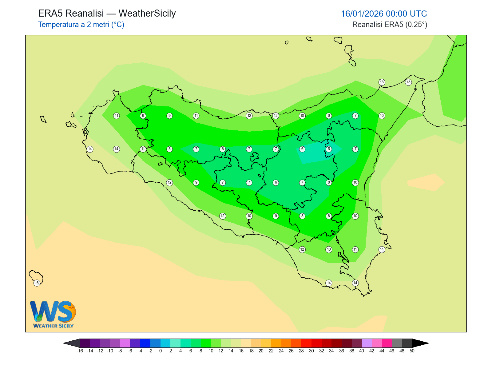 Temperatura a 2 metri · 2026011600