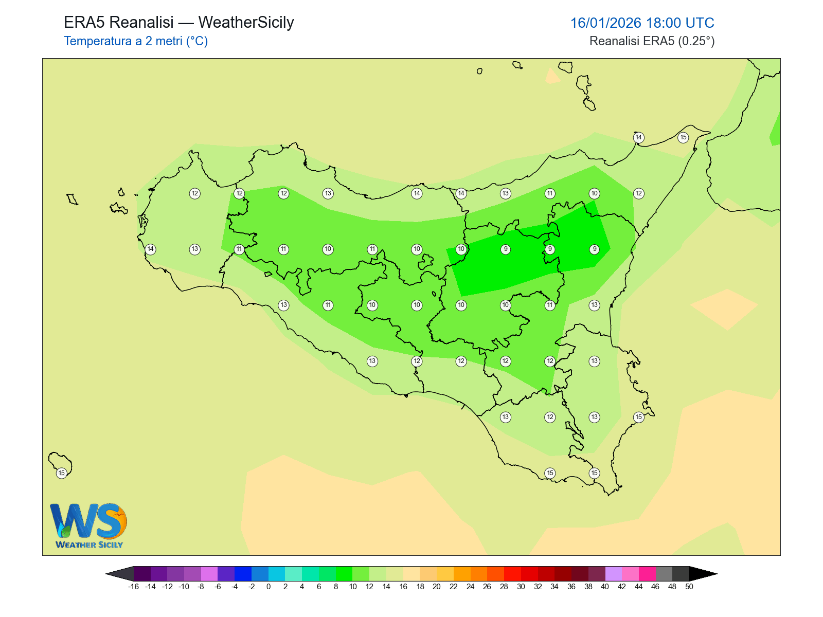 Temperatura a 2 metri · 2026011618