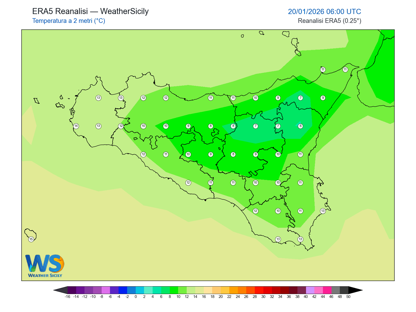 Temperatura a 2 metri · 2026012006