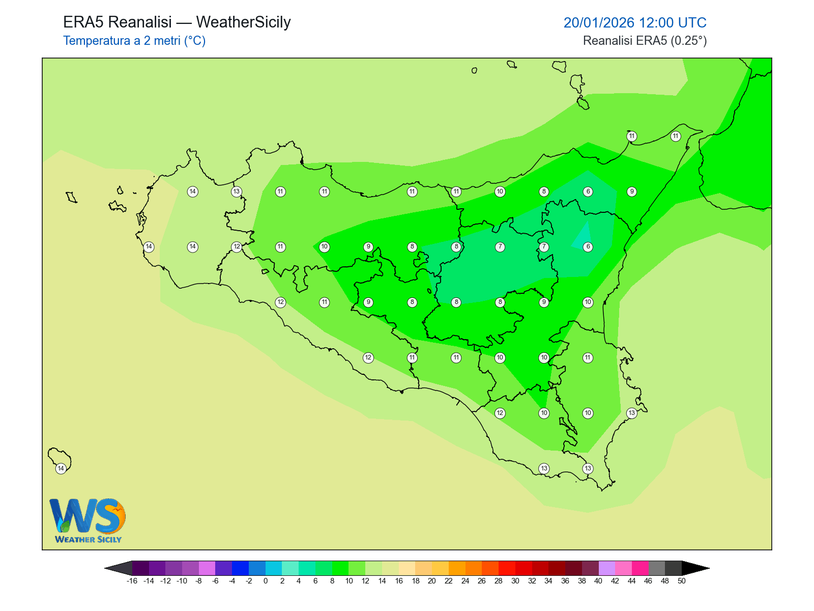 Temperatura a 2 metri · 2026012012