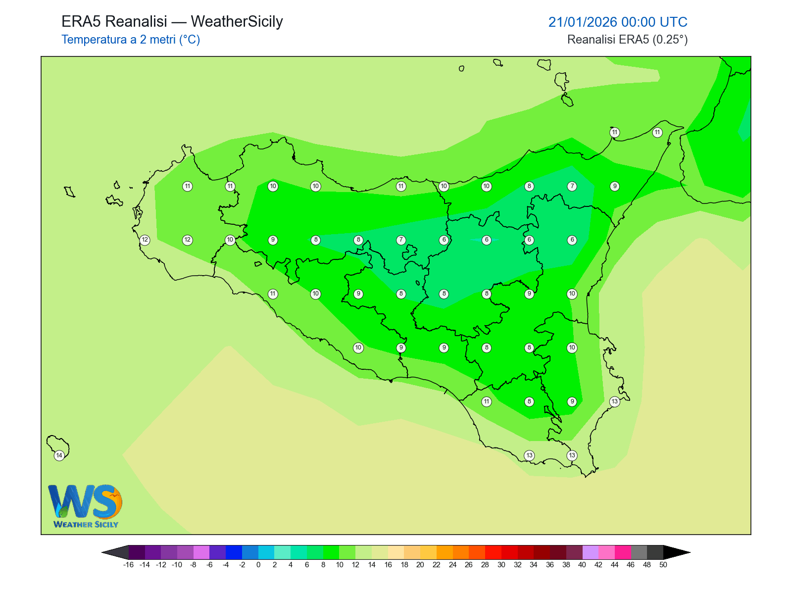 Temperatura a 2 metri · 2026012100