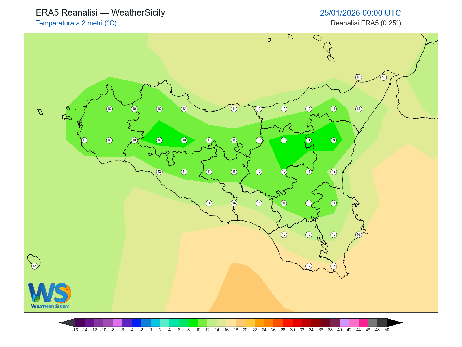 Temperatura a 2 metri · 2026012500