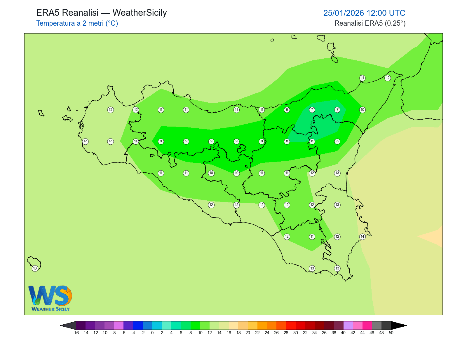 Temperatura a 2 metri · 2026012512