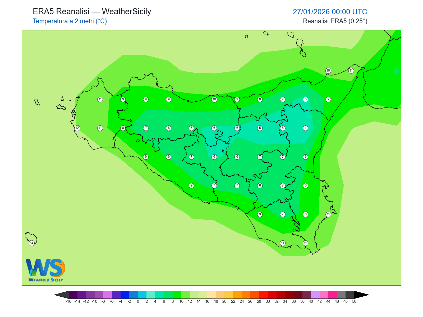 Temperatura a 2 metri · 2026012700