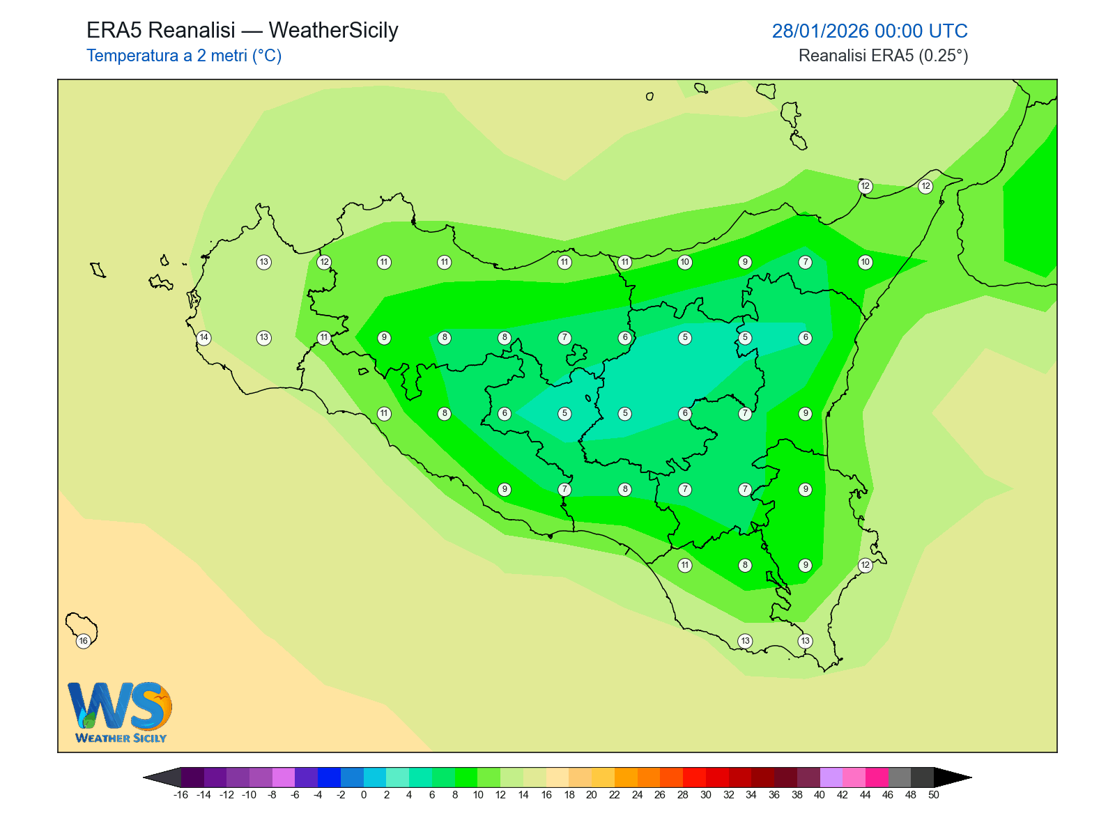 Temperatura a 2 metri · 2026012800