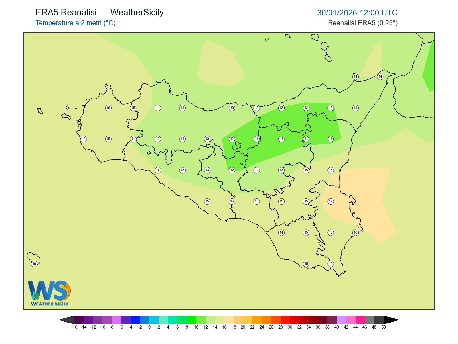 Temperatura a 2 metri · 2026013012