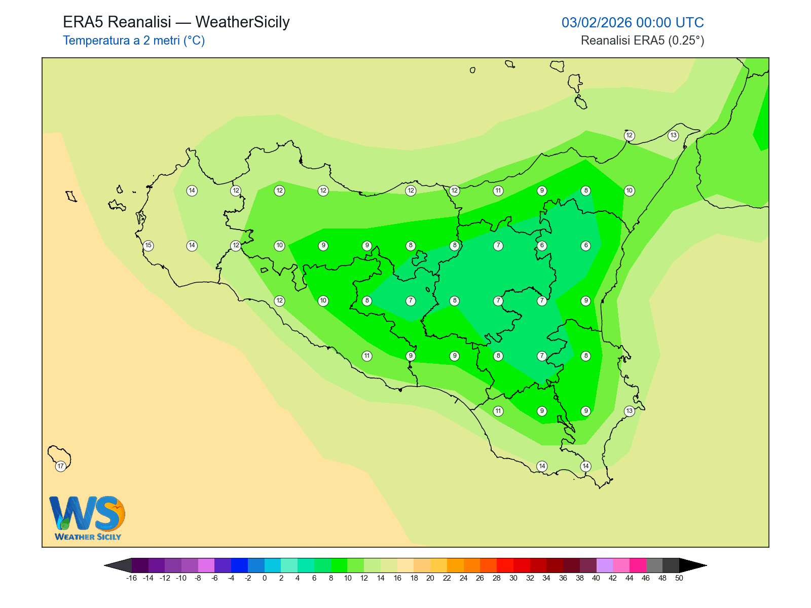 Temperatura a 2 metri · 2026020300