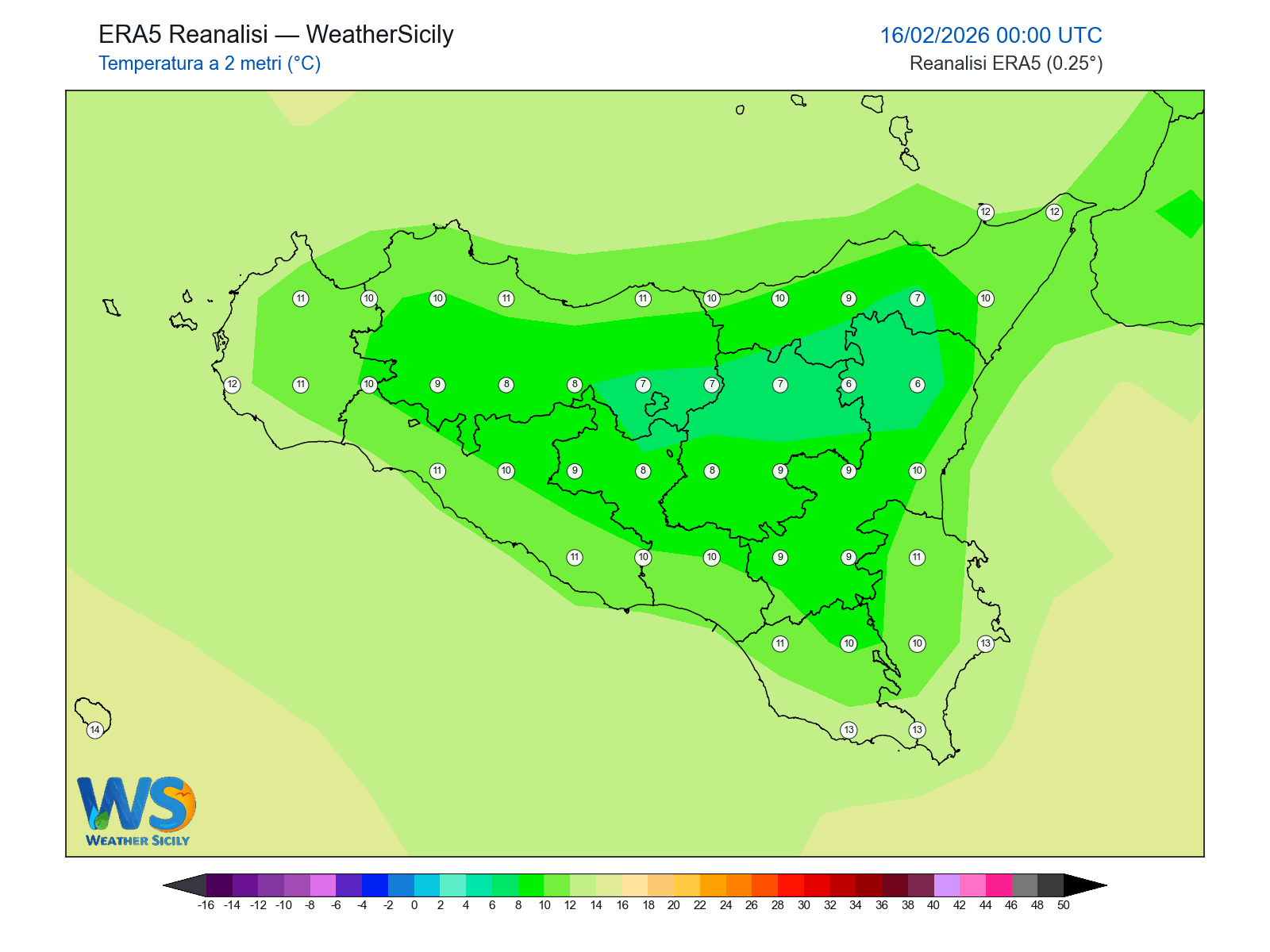 Temperatura a 2 metri · 2026021600