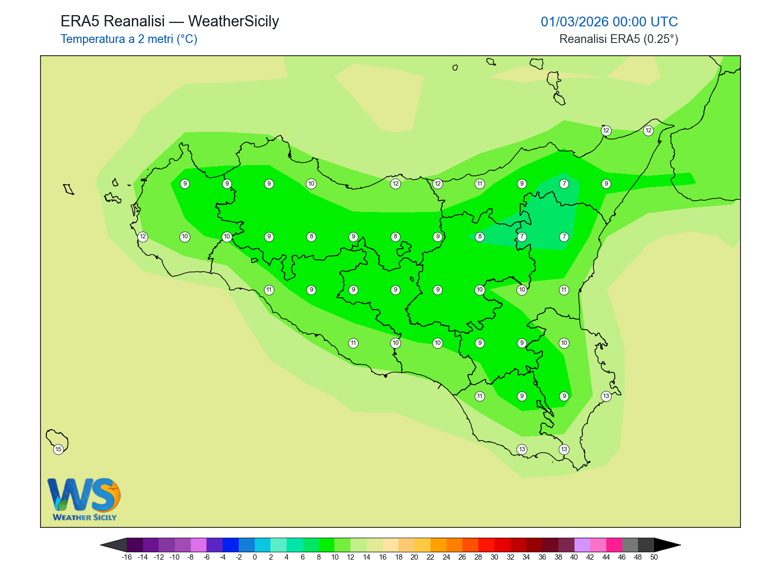 Temperatura a 2 metri · 2026030100